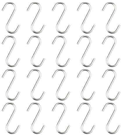 SLEEKEE Lot de 20 crochets en métal en forme de S pour cuisine, chambre à coucher, salle de bain