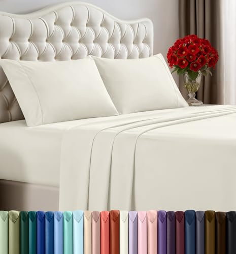 Utopia Bedding Sábanas King - Ropa de Cama de 4 Piezas, Microfibra cepillada, Resistente al Encogimiento y a la decoloración, fácil Cuidado (King, Marfil)