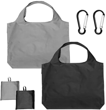 ZBHDEYG Bolsas de Compras Con Hebillas Colgantes - 2 Piezas, Simples, Portátiles e Impermeables - Negro, 20 cm