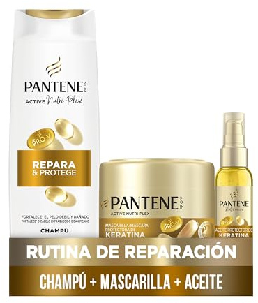 Pantene Pro-V Repara Y Protege Champú 325ml, Mascarilla Protectora De Keratina 300ml, Aceite Protector Keratina 100ml, Para Pelo Seco Y Dañado