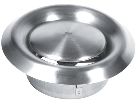 VIFERR Round Ceiling Vent Stainless Steel Adjustable Air Valve Ceiling Ventilation Cover Adjustable Round Extractor Outlet for Bathroom Office Kitchen Ventilation (100mm)