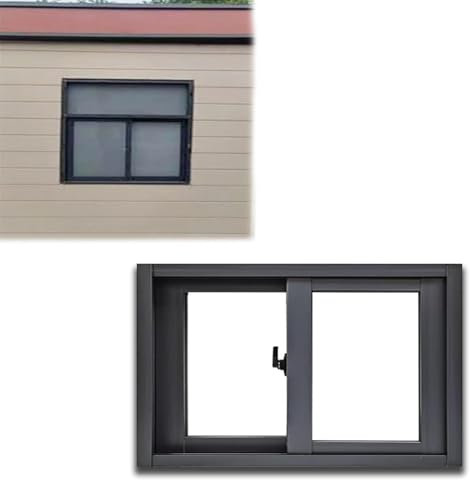Ventana corredera para baño, sótano, ducha al aire libre, ventana de aluminio blanco con pantalla y kit de instalación, impermeable y duradera