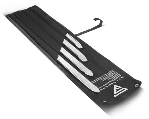 STAHLWERK Hebeleisen 4er Set 500 | 600 | 700 | 800 mm Kfz Reifeneisen | Montiereisen | Montierhebel | Reifen-Montageeisen | Reifenhebel aus verchromtem Mangan-Stahl für Reifenwechsel