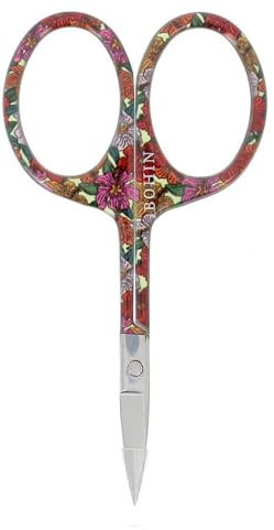 BOHIN France Display Blossom Scissors-Floral Patterns, for Embroidery and Crafting Projects, Steel, Orange, 9cm