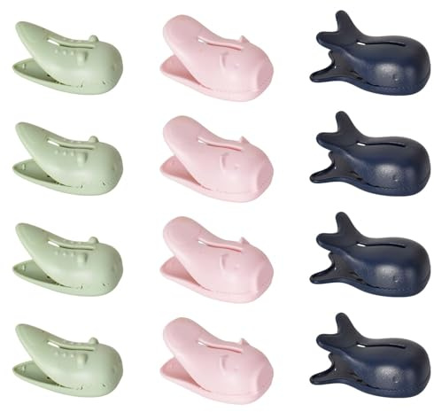 Clip Per Sacchetti Alimentari 12 Pezzi Clip Di Chiusura Per Sacchetti Di Cibo, Mollette Magnetiche Per Frigo, Plastica Clip Di Tenuta Riutilizzabile, Con Piccolo Magnete (3 Colore)