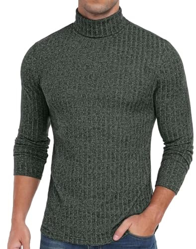 Jersey de cuello alto para hombre, algodón, jersey de punto para hombre, invierno, jersey de punto fino, cuello redondo, mezcla de algodón, camiseta de manga larga, jersey ligero de invierno, informal