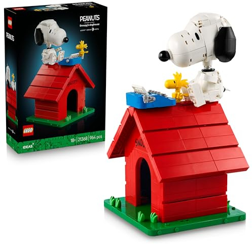 LEGO Ideas Snobben: Snobbens hundkoja – Modellbyggsats för vuxna med 2 minifigurer – Nostalgisk rumsdekoration – Samlarobjetkt för Snobben-samlare – Present till serietidningsälskare – 21368