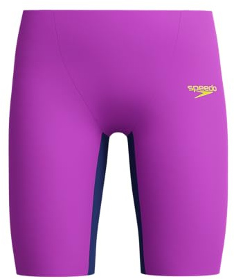 Speedo Fastskin Junior Endurance+ Max - Traje de baño de cintura alta para niños, color neón gelatina/azul marino noble