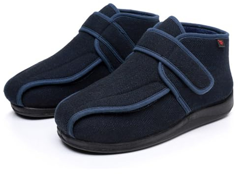 Pantoufles Chaudes pour Diabétiques Femme Homme Hiver Extra Large Pour Pieds Gonflés Enflés Chaussures Chaussons (Bleu, L, Adulte, 41, Numérique, Système Taille Chaussures EU, Très large)