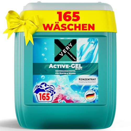 VERY® Universal Waschmittel Flüssig Gel [4.95L KANISTER] - Flüssigwaschmittel für Helle, & Dunkle Wäsche - Buntwaschmittel XXL mit Frischeduft - Vollwaschmittel - Universalwaschmittel (20-95°C)