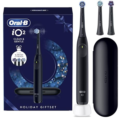 Oral-B iO2 Night Black Electric Toothbrush Seasonal Limited Edition + Travel Case + 3 Refills
