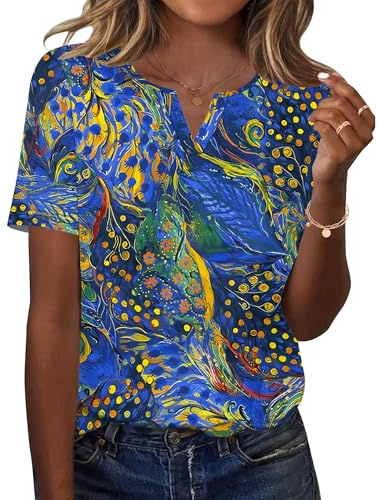 Rapbin Womens Tops V Neck Casual Short Sleeve T-Shirts Ladies Blouse Summer | Fashion Dressy Business Tunic Shirts