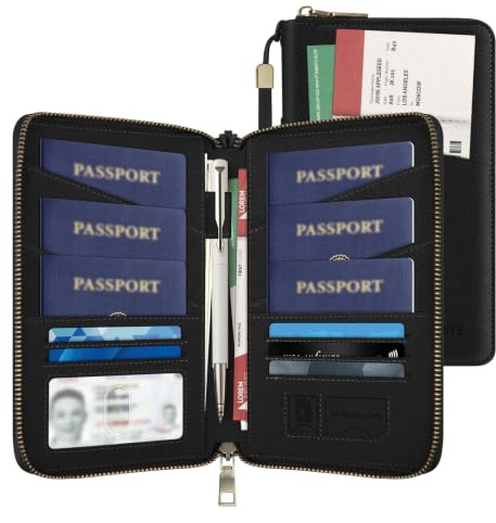 Likesing Family Passport Holder for 4, RFID Multiple Passport Holder-Black