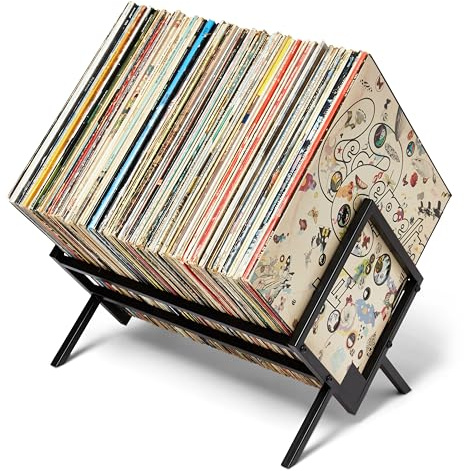 MODERN VINYL Schallplattenhalter – mattschwarzes Metall – 80-100 LPs Aufbewahrung – einfache, schnelle Montage – Vinyl-Display, Zeitschriften, Akten