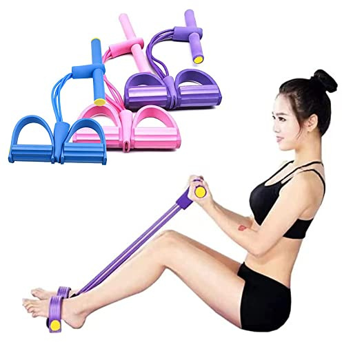 DZOZO Allenamento di resistenza multifunzione a 4 tubi, fascia di resistenza a pedale, attrezzatura per palestra domestica, tira caviglie, corda di tensione per addominali, bodybuilding, espansore,