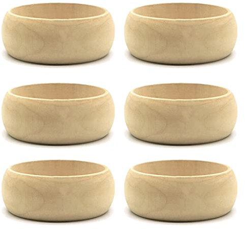 VVXXMO 6 Stück natürlicher Holz-Armreif, gebogenes Holz-Armband, DIY Malerei Schmuck, 6, Einheitsgröße