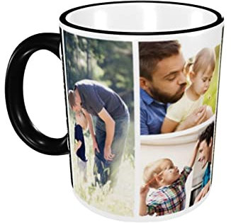 Naispanda Mug Personnalisé - Tasse à Café Personnalisée avec Votre Collage Photo Texte Personnaliser Cadeau pour Papa - The Best Daddy in The World - Anniversaire Fête Pères Noël Cadeau - Black