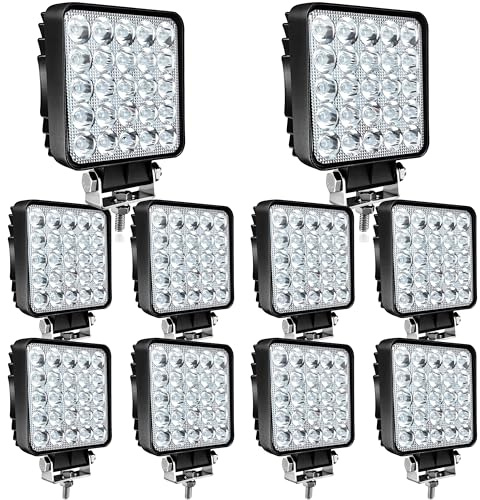 SAN YOUNG LED Work Lights for Truck Tractor, 4 Inch Square LED Light Pods 75W 7000lm Cube Waterproof LED Off-Road Light Bar for Car Boat ATV UTV RV Golf Cart Lawn Mower 12V 24V, 10Pack