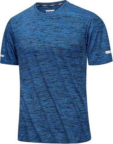 MAGCOMSEN Running Top Men Sports Training Gym Top Quick Dry Breathable Shirts Athletic Hiking Summer T-Shirt,MediumBlue,M