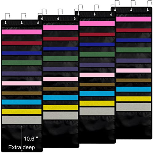 Henoyso 4 Pcs 12 x 12 Inch Paper Storage Scrapbook Vinyl Roll Storage Organizer Hanging Wall File Organizer with Door Hangers for Office Cardstock Craft (Black)