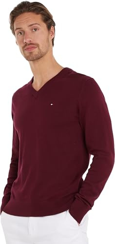 Tommy Hilfiger Pima Org CTN Cashmere V Neck Mw0mw28047 Suéter, Morado (Deep Rouge), S para Hombre