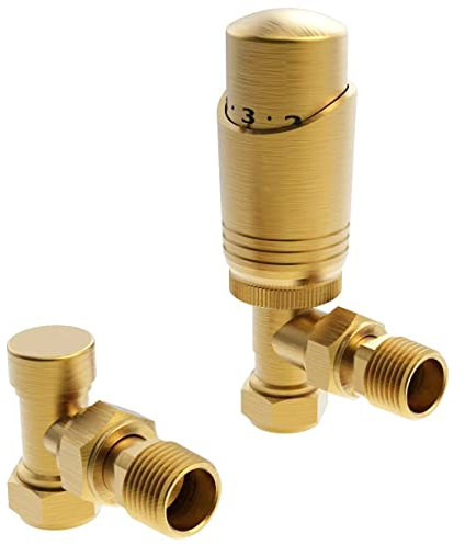 Valvola termostatica termostatica in ottone spazzolato ad angolo TRV termostato valvole ad angolo del termostato (angolato)