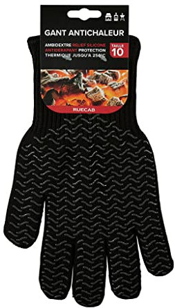 RUECAB - Guanto anticalore, guanto di protezione anti-calore - Ambidestro - Antiscivolo - Misura 10 - Protezione contro il calore fino a 250 °C - Non contattare direttamente con una fiamma