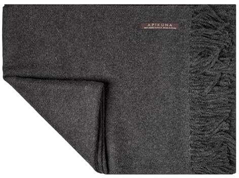 Apikuna® Alpaka Wolldecke aus 100% feinster Baby Alpaka Wolle - 180 x 130 cm in Dunkelgrau - kuschelig weiche & warme Decke - Sofadecke Alpakadecke Kuscheldecke Alpaka Decke Baby Alpaka Decke