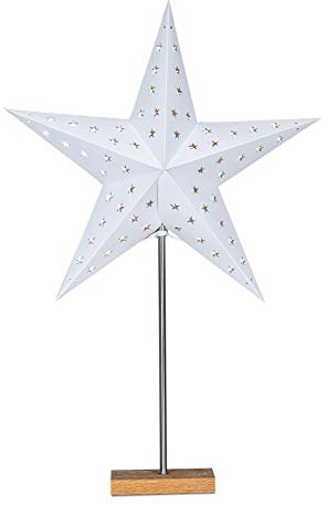 LED stjärna vit H 65 cm med stativ, jul, lysande stjärna, bordsdekoration, juldekoration, julstjärna, dekorativ stjärna