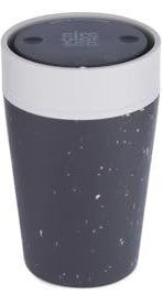 Circular & Co. Kaffeebecher to go 227ml | Thermobecher aus recycelten Kaffeebechern | 100% Auslaufsicher & BPA frei | 360° Trinkdeckel | Hält 60–90 Min. warm/kalt | Spülmaschinenfest | Grau & Weiß