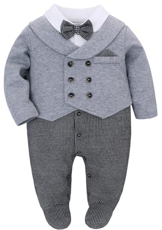 famuka Bebés niño Ropa Trajes Bebé Trajes y Americanas Traje de Esmoquin Traje de Bautizo Traje de Boda (Gris, 6M)