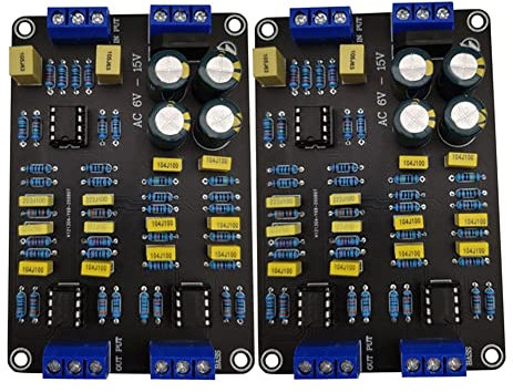 Booso 2 PièCes Filtre Croisé Actif 2 Voies Diviseur de FréQuence de Haut-Parleur Aigus Graves avec Pré-Puce NE5532 pour Audio Modifié