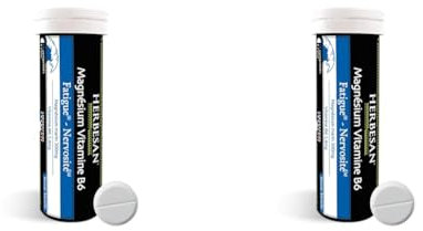 HERBESAN®-MAGNÉSIUM & VITAMINE B6-Stress, Nervosité, Fatigue passagère-Saveur menthe-Fabrication française-Tube de 15 comprimés à croquer (Lot de 2)