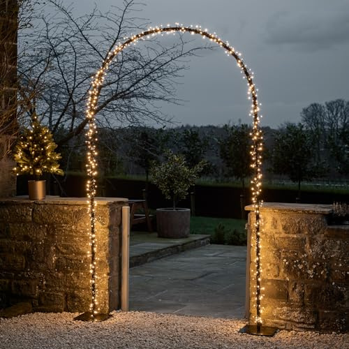 Lights4fun Arco Luminoso per Porta 8ft con 500 LED Luce Bianca Calda con Timer Decorazione Natalizia per Interni ed Esterni