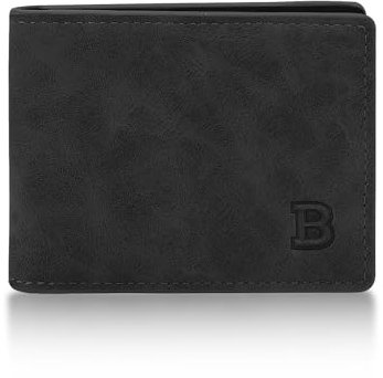 Energather Cartera Hombre, Carteras para Hombre PU con Múltiples Compartimentos para Hombres, Cartera Bifold Portátil con Cierre de Cremallera para Billetes, Tarjetas de Crédito, Cambio