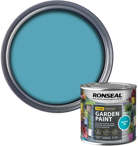 AOC24 Garden Fence Paint 250ml – Multi-Surface Exterior Paint for Wood, Brick, Metal, Stone & Terracotta – Waterproof, Resists Fading, Matt Finish for Sheds, Fences, Garden Furniture Summer Sky