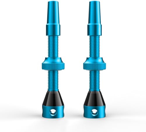 Shredr. Set di valvole Tubeless | Presta Valvole per pneumatici tubeless | Alluminio super leggero, anodizzato colorato, valvola francese, per cerchi normali tubeless (azzurro, 44 mm)