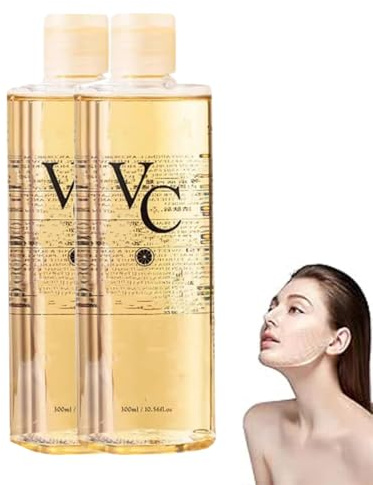 Tónico Hidratante Con Vitamina C, Tónico VC Iluminador Intensivo, Tónico Facial Hidratante con Ácido Hialurónico, Hidrata Profundamente Y Mejora La Elasticidad De La Piel (2 pcs)