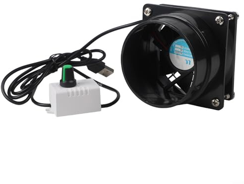 Ventilador de escape de velocidad ajustable con conducto USB de 6 m para una extracción eficiente de humos para cocina, baño, taller (solo ventilador)
