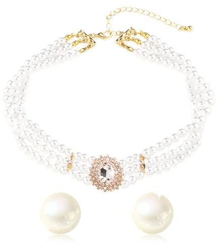 Roaring Good Time Royal Beaded Necklace Choker Vintage Necklaces for Women Girls Bead Choker Prom Wedding Bridal Shower Accessories