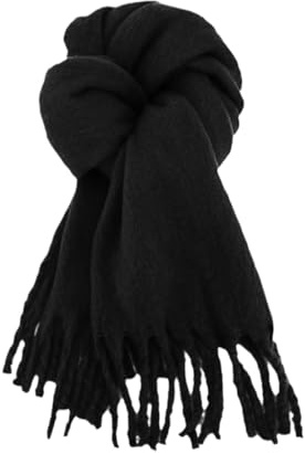 Glory Max unisex vanlig enfärgad vinterhalsduk känns mjuk klassisk 90 halsduk för vinter för män, Svart, one size