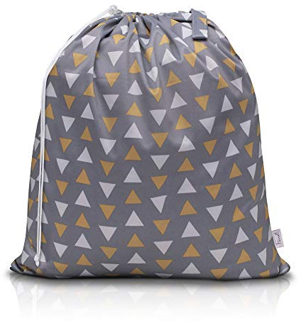 Feineli® Wäschesammler Wetbag (Dreiecke) - 63x70cm - Wäschebeutel mit Schlaufe und Kordelzug, wasserabweisender Wäschesack, ideal für Wäscheeimer und Wäschetonnen