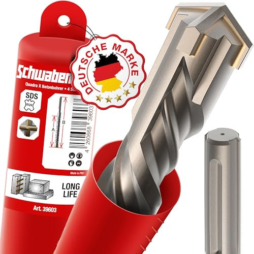 SCHWABENBACH ® SDS Max Bohrer 32mm x 680 x 800 - Betonbohrer - Präzises & schnelles Bohren in Beton - Premium Qualität mit Hartmetall Spitze - Steinbohrer Lang - Kein Einhaken in Armierungseisen
