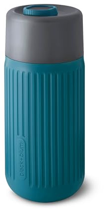 BLACK + BLUM Glas Kaffeebecher to go 340 ml | Ozean | leichtes Borosilikatglas für unverfälschten Geschmack | isolierende Silikonhülle | 100% auslaufsichere Glas Trinkflasche | BPA-frei