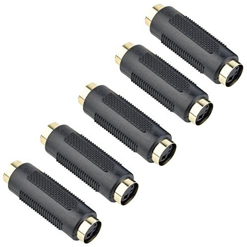 euroharry 5 pezzi da presa S-Video a presa adattatore cavo composito Mini Din 4 PIN, adattatore per prolunga accoppiatore cambio di genere