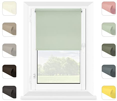 MARDOM Klemmfix Rollo Ohne Bohren für Fenster - Mini Rollos für Innen (Hellgrün, 50x150 cm, Stoffbreite: 46)