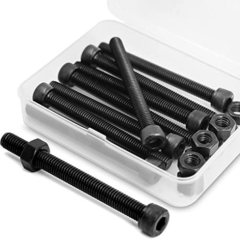 M8 x 100mm 8 Set Viti Bulloni a Brugola e Dadi in Acciaio al Carbonio,Vite a testa cilindrica con esagono incassato (Nero)