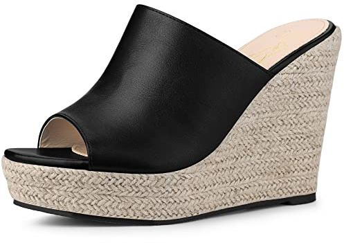 Perphy Espadrille Wedge Heel Platform Slide Sandal for Women Black US 8.5/UK 6.5/EU 39