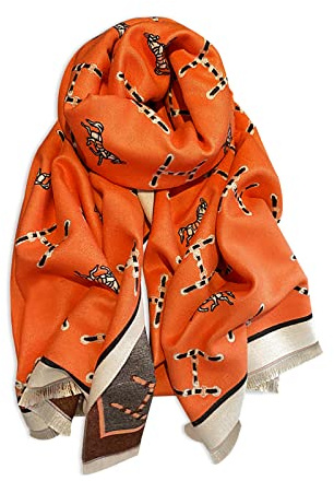 LumiSyne Hiver Écharpe Châle En Cachemire Pour Femmes Motif Lettre Et Rétro Cheval Chaud Écharpe Pashmina Avec Gland Douce Longue Châle Etoles