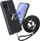 Per TCL 40 SE Cover Vetro Temperato - Custodia in Silicone TPU - Black Case Protezione Cellulare Trasparente Bumper 9H Pellicola Protettiva+ Finger ring phone holder + Phone lanyard